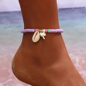 Sea Shell Anklet Stretch Purple